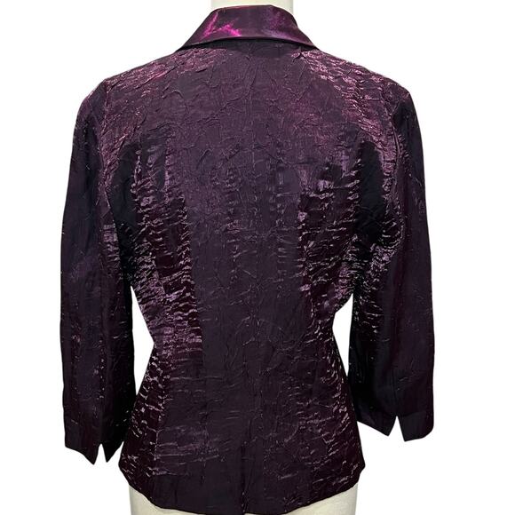Alex Evenings Vintage Blazer Jacket Women 8 Purple Crinkled Cocktail Whimsygoth - Picture 5 of 15